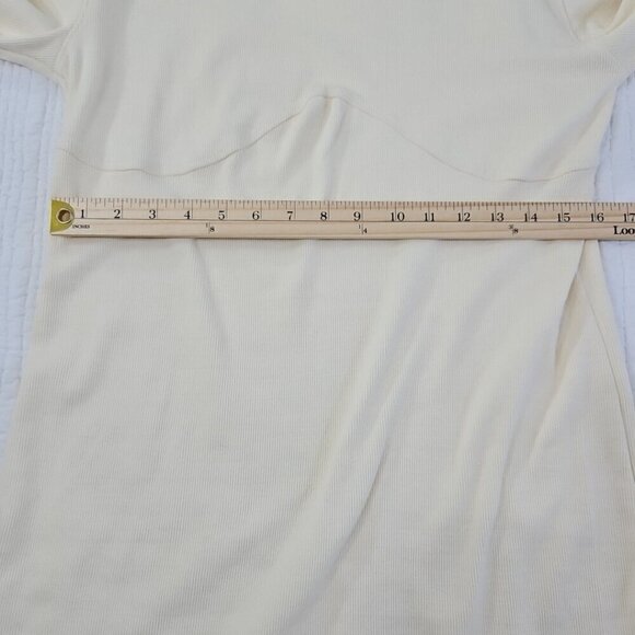 Pretty Little Thing Jersey Ribbed Bust Detail Bodycon Dress Size 16 Cream NWT - Picture 10 of 15